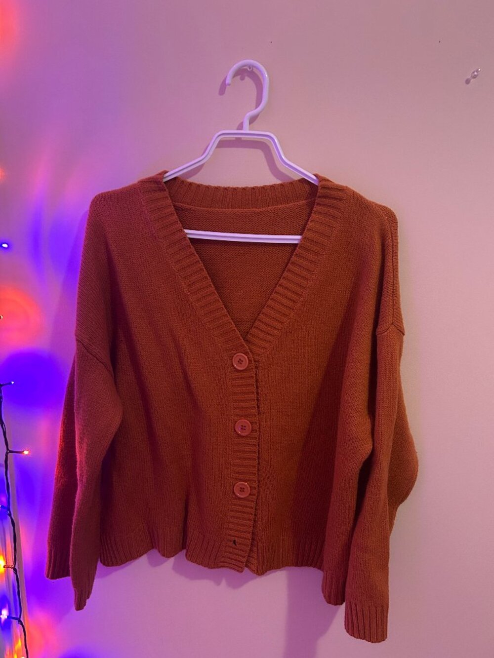 Burnt Orange V-neck Oversized Cardigan